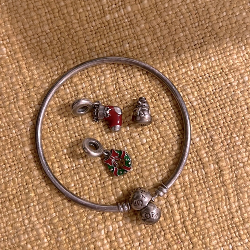 Pandora Bangle With Christmas Charms